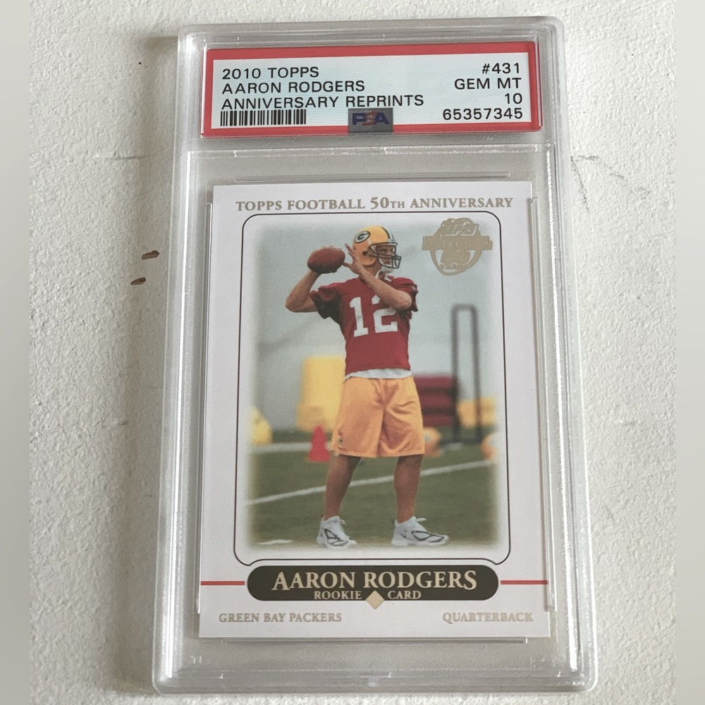2010 Aaron Rogers Topps 50th Anniversary Reprint Rookie card.